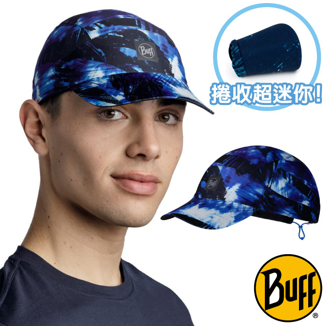 【西班牙 BUFF】可捲收跑帽.抗UV極速排汗遮陽帽.棒球帽.鴨舌帽.防晒休閒帽/BF131289-707 奔放藍調✿30E010